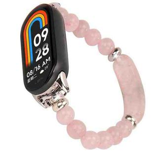 For Xiaomi Smart Band 10 / 9 / 8 Large Beaded Bracelet Watch Band(Rose Quartz Beads)