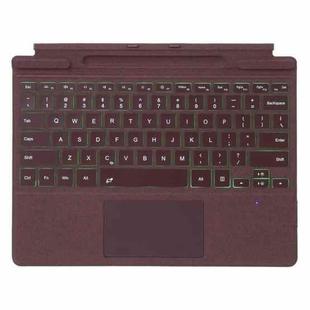 For MicroSoft Surface Pro 9 / 10 / 11 / 12 Single Color Backlight Tablet Bluetooth Keyboard with Touch Pad(Wine Red)