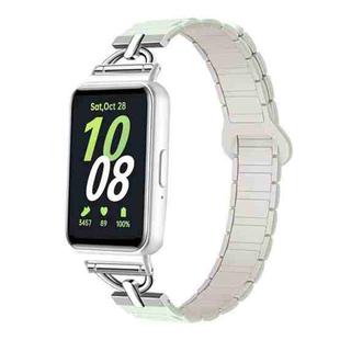 For Samsung Galaxy Fit3 D-shaped Tri-beads Magnetic Silicone Watch Band(Light Mint Starlight)