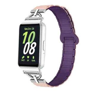 For Samsung Galaxy Fit3 D-shaped Tri-beads Magnetic Silicone Watch Band(Pink Sand Plums)