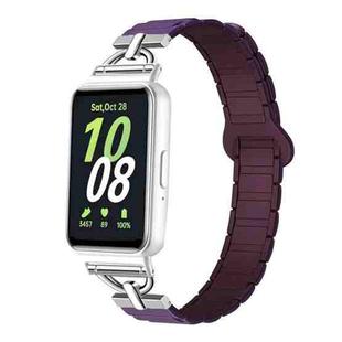 For Samsung Galaxy Fit3 D-shaped Tri-beads Magnetic Silicone Watch Band(Plum Berry Purple)