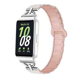 For Samsung Galaxy Fit3 D-shaped Tri-beads Magnetic Silicone Watch Band(Starlight Pink Sand)