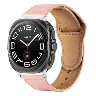 For Samsung Galaxy Watch Ultra 47mm Rivet Reverse Buckle Leather Watch Band(Pink)
