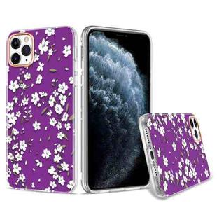 For iPhone 11 Pro 3D Cherry Blossom Painted TPU Protective Case(Purple)
