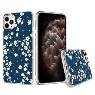 For iPhone 11 Pro Max 3D Cherry Blossom Painted TPU Protective Case(Blue)