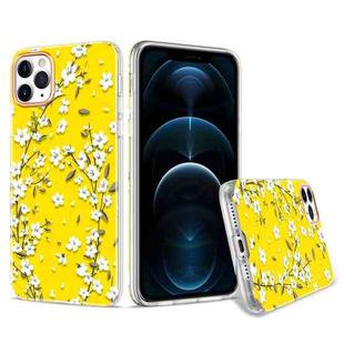 For iPhone 12 Pro Max 3D Cherry Blossom Painted TPU Protective Case(Yellow)