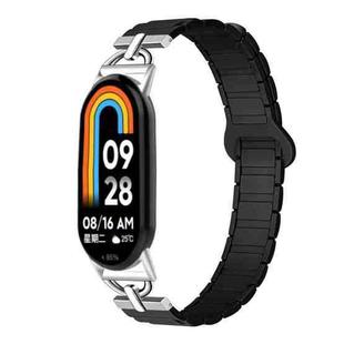 For Xiaomi Smart Band 10 / 9 / 8 D-shaped Tri-beads Magnetic Silicone Watch Band(Black)