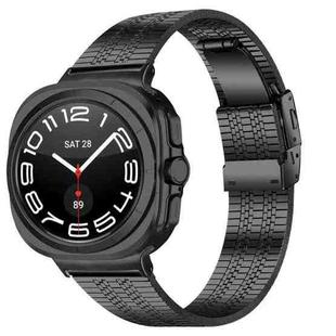 For Samsung Galaxy Watch Ultra 47mm Turtle Buckle Five Beads Stainless Steel Watch Band(Black)
