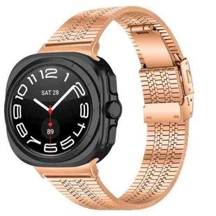 For Samsung Galaxy Watch Ultra 47mm Turtle Buckle Five Beads Stainless Steel Watch Band(Rose Gold)