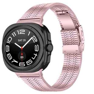 For Samsung Galaxy Watch Ultra 47mm Turtle Buckle Five Beads Stainless Steel Watch Band(Rose Pink)
