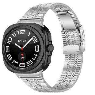 For Samsung Galaxy Watch Ultra 47mm Turtle Buckle Five Beads Stainless Steel Watch Band(Silver)