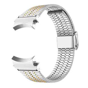 For Samsung Galaxy Watch 7 / 6 / 5 / 4 Seven Beads Buckle Stainless Steel Watch Band(Silver Gold)
