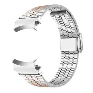 For Samsung Galaxy Watch 7 / 6 / 5 / 4 Seven Beads Buckle Stainless Steel Watch Band(Silver Rose Gold)