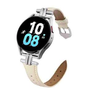 20mm H-shaped Metal Buckle Leather Watch Band(Creamy White)