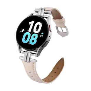 20mm H-shaped Metal Buckle Leather Watch Band(Light Pink)