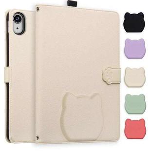 For iPad 2025 / 2022 Cat Skin-feel Litchi Leather Smart Tablet Case(Apricot White)