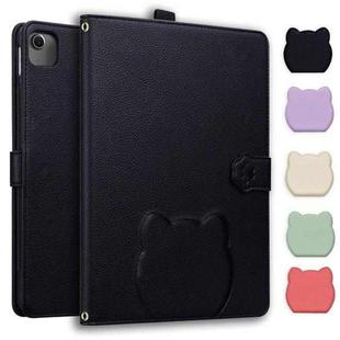 For iPad Air 13 2025 / 2024 Cat Skin-feel Litchi Leather Smart Tablet Case(Black)