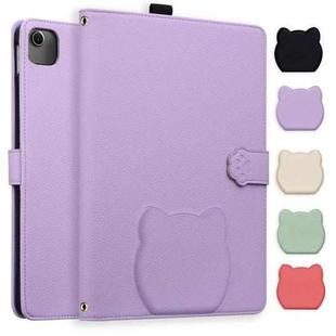 For iPad Air 13 2025 / 2024 Cat Skin-feel Litchi Leather Smart Tablet Case(Purple)