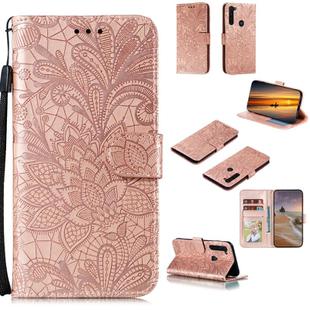 For Motorola Moto G Stylus Lace Flower Horizontal Flip Leather Case with Holder & Card Slots & Wallet & Photo Frame(Rose Gold)