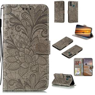 For Huawei Honor 9X Lite Lace Flower Horizontal Flip Leather Case with Holder & Card Slots & Wallet & Photo Frame(Grey)
