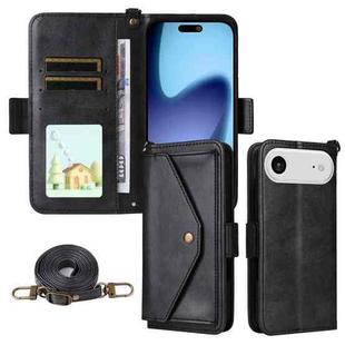 For iPhone 17 Air Multi-card Slots Crossbody Cowhide Leather Phone Case(Black)