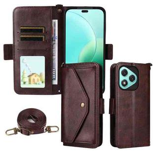 For Honor 400 Lite Global Multi-card Slots Crossbody Cowhide Leather Phone Case(Brown)