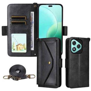 For Honor 400 Lite Global Multi-card Slots Crossbody Cowhide Leather Phone Case(Black)
