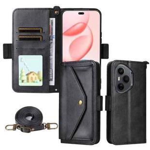 For Honor 400 Pro Global 160.8mm Multi-card Slots Crossbody Cowhide Leather Phone Case(Black)