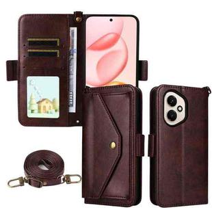 For Honor 400 Global 156.5mm Multi-card Slots Crossbody Cowhide Leather Phone Case(Brown)