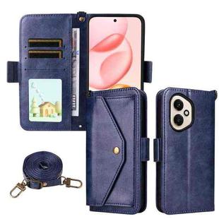 For Honor 400 Global 156.5mm Multi-card Slots Crossbody Cowhide Leather Phone Case(Blue)