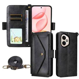 For Honor 400 Global 156.5mm Multi-card Slots Crossbody Cowhide Leather Phone Case(Black)