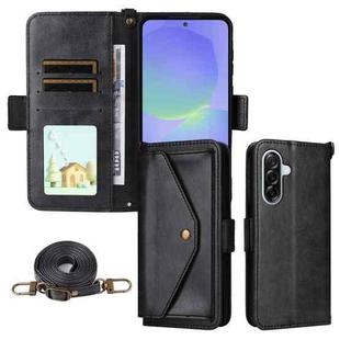 For Samsung Galaxy A56 5G Multi-card Slots Crossbody Cowhide Leather Phone Case(Black)