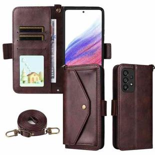 For Samsung Galaxy A53 5G Multi-card Slots Crossbody Cowhide Leather Phone Case(Brown)