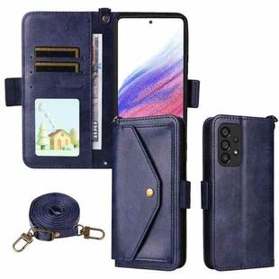 For Samsung Galaxy A53 5G Multi-card Slots Crossbody Cowhide Leather Phone Case(Blue)