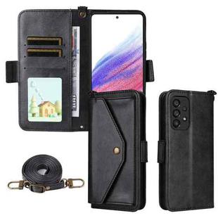 For Samsung Galaxy A53 5G Multi-card Slots Crossbody Cowhide Leather Phone Case(Black)