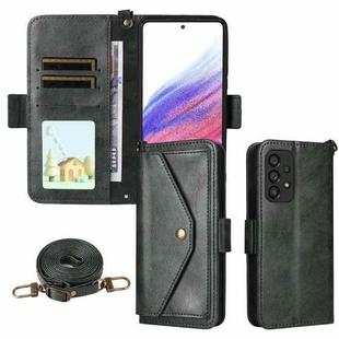 For Samsung Galaxy A53 5G Multi-card Slots Crossbody Cowhide Leather Phone Case(Green)