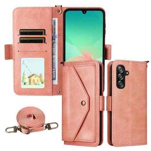 For Samsung Galaxy A16 5G / 4G / A26 5G Multi-card Slots Crossbody Cowhide Leather Phone Case(Pink)