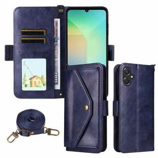 For Samsung Galaxy A06 5G / 4G Multi-card Slots Crossbody Cowhide Leather Phone Case(Blue)