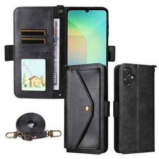 For Samsung Galaxy A06 5G / 4G Multi-card Slots Crossbody Cowhide Leather Phone Case(Black)