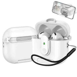 For AirPods 4 One-piece Holder Wireless Earphones Case with Lanyard(White)