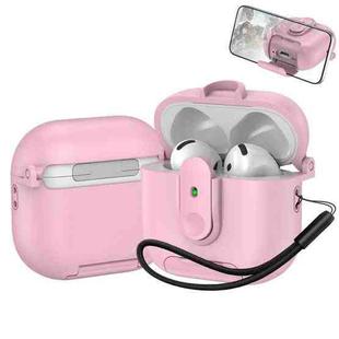 For AirPods 4 One-piece Holder Wireless Earphones Case with Lanyard(Pink)
