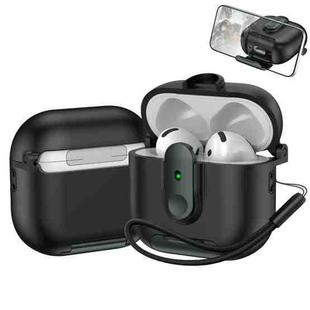 For AirPods 4 One-piece Holder Wireless Earphones Case with Lanyard(Black Army Green)