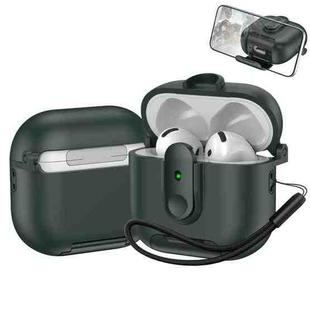For AirPods 4 One-piece Holder Wireless Earphones Case with Lanyard(Army Green)