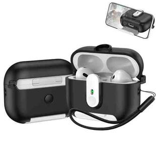 For AirPods Pro 2 One-piece Holder Wireless Earphones Case with Lanyard(Black White)