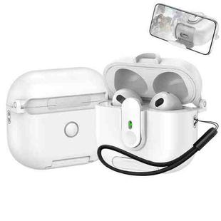 For AirPods 3 One-piece Holder Wireless Earphones Case with Lanyard(White)