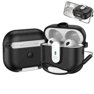 For AirPods 3 One-piece Holder Wireless Earphones Case with Lanyard(Black White)