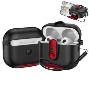 For AirPods 3 One-piece Holder Wireless Earphones Case with Lanyard(Black Red)