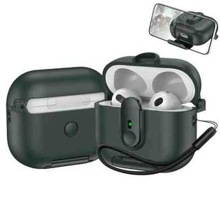 For AirPods 3 One-piece Holder Wireless Earphones Case with Lanyard(Army Green)