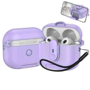 For AirPods 3 One-piece Holder Wireless Earphones Case with Lanyard(Purple)