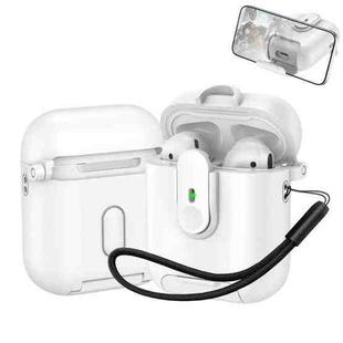 For AirPods 1 / 2 One-piece Holder Wireless Earphones Case with Lanyard(White)